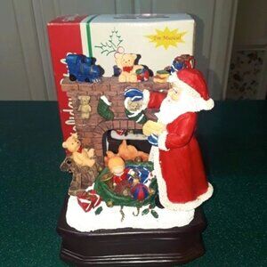 Vintage Holiday Style Santa By Musical Fireplace (PLEASE SEE VIDEO)
